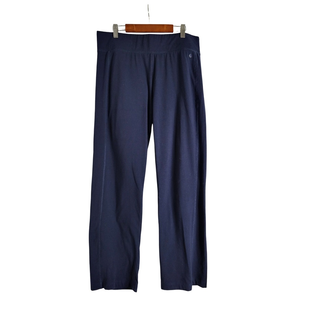 Danskin Now Navy Blue Straight Leg Yoga Pants Size Large Cotton Blend Cozy-chic
